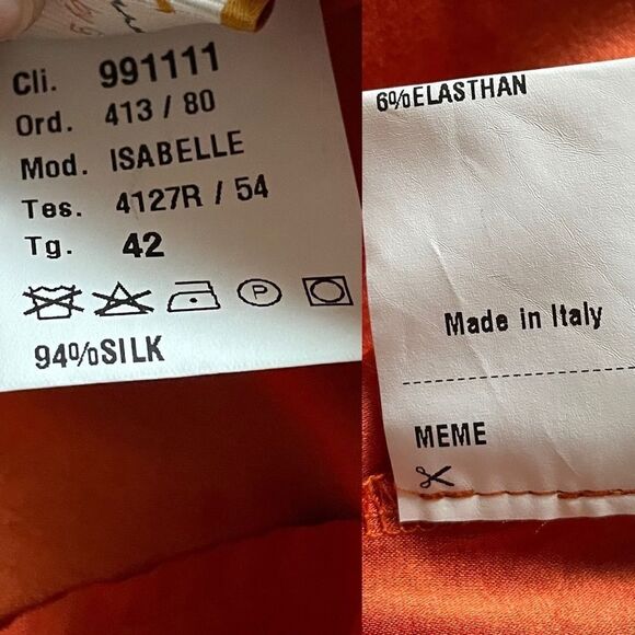 Meme by GIAB’S Italy Silk Popover Blouse Burnt Orange 42 - Picture 5 of 6